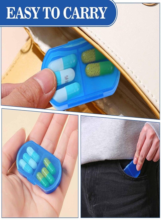 INVODA 8PCS Pill Case Organizer Pocket Small Pill Holder, Daily AM & PM containers, Medicine Holder, Ideal for Medication, Vitamin, Supplement, Perfect for Travel, Ideal for Purse (Blue) - Image 4